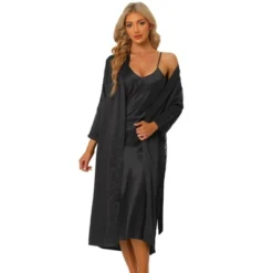 Cheibear Womens Satin Nightwear Robe And Nightgown Sets Lace Long Sleeve Bridesmaid Wedding Bride Bathrobe -Cheibear Sales Store GUEST 0164c543 fa02 43d9 83eb da66870f1077