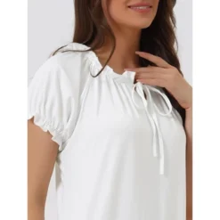 Cheibear Women's Victorian Ruffle Short Sleeve Tie Neck Pajama Sleep Dress 11 Cheibear Women's Victorian Ruffle Short Sleeve Tie Neck Pajama Sleep Dress -Cheibear Sales Store GUEST 0545cc32 8166 4f25 825d 546fd05c75f3