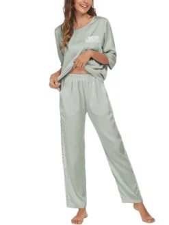 Cheibear Womens Satin Sleepwear Lounge With Pants Nightwear 3/4 Sleeves Pajama Set 14 Cheibear Womens Satin Sleepwear Lounge With Pants Nightwear 3/4 Sleeves Pajama Set -Cheibear Sales Store GUEST 054fc7c4 8ae8 4ce5 8671 42799edda5d6