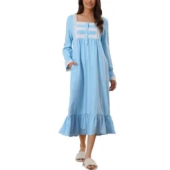 Cheibear Women's Victorian Long Sleeve Ruffle Night Gown Sleepwear With Pockets -Cheibear Sales Store GUEST 09154f8b c6bb 49ae bc12 656d5cc22f24