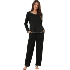 Cheibear Women's Long Sleeve Shirt And Long Pants With Pocket Loungewear 2 Pieces Sleep Sets -Cheibear Sales Store GUEST 0a1bb819 5f17 42d0 a73c 6d39e80d57e2