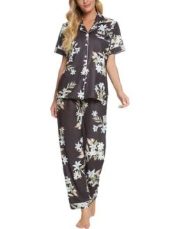 Cheibear Womens 2pcs Floral Button Down Pajama Set Nightwear Sleepwear -Cheibear Sales Store GUEST 0d5a91a3 5cff 491c 8928 1582729b9653