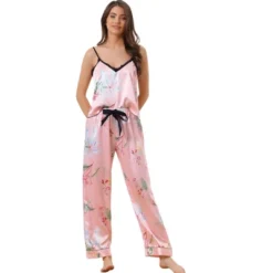 Cheibear Women's Floral 2 Pieces Pajama Sets Satin Lace Cami Long Pants Sleep Set Loungewear -Cheibear Sales Store GUEST 0fbb8bf4 142b 4e91 9c7b 4bb483f8b57f