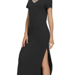 Cheibear Womens Sleepwear Long Pajama Dress With Side Slit Nightshirt Lounge Nightgown -Cheibear Sales Store GUEST 11b2d023 a066 43b9 b7b8 1eb644f6e050