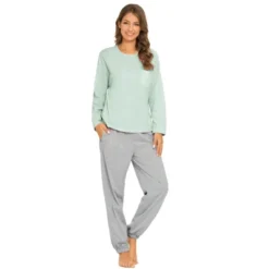 Cheibear Women's Sleepwear Lounge Solid Nightwear With Pants Soft Long Sleeve Pajama Set -Cheibear Sales Store GUEST 11e8c85a d27d 454c 91b8 1f17687110c9