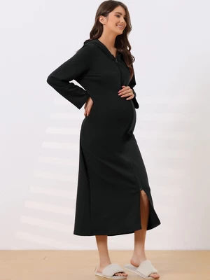 Cheibear Womens Robe Zip Front Hooded House Dress Nightshirt Housecoat Hoodie Long Bathrobe 1 Cheibear Womens Robe Zip Front Hooded House Dress Nightshirt Housecoat Hoodie Long Bathrobe