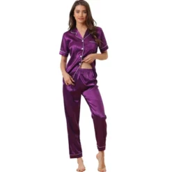 Cheibear Womens Sleepwear Buton Down With Pants Nightwear Lounge 2pcs Pajama Set -Cheibear Sales Store GUEST 130be1be 4d3d 4350 a295 2b3f530c42e7