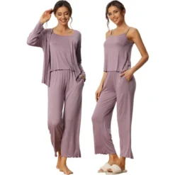 Cheibear Womens Modal Knit Soft Long Sleeve Cardigan Cami And Pants Pajama Set 3 Pcs -Cheibear Sales Store GUEST 13408905 f02d 4140 badb 35ac31f46c62