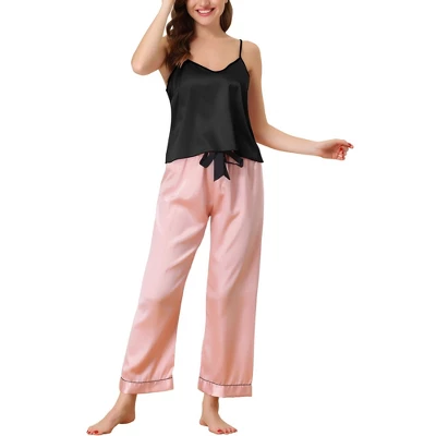 Cheibear Women's Pajama Party Satin Silky Summer Camisole Cami Pants Sets 10 Cheibear Women's Pajama Party Satin Silky Summer Camisole Cami Pants Sets - Image 10
