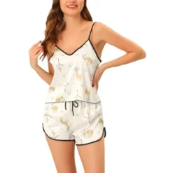 Cheibear Womens Silk Pajamas Set Sleepwear Nightwear Cami Tops With Shorts Loungewear Floral -Cheibear Sales Store GUEST 13f2ba9b 7441 4e79 b4e3 dc5160af8a33