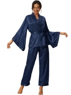 Cheibear Womens Satin Sleepwear Bell Sleeve Robe With Pants Silky Pajama Sets -Cheibear Sales Store GUEST 1422e7ce 53f1 441d a9b9 4beac91c8e07