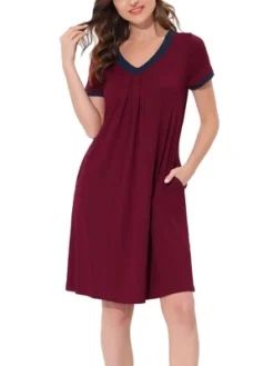 Cheibear Womens Sleepwear Lounge Dress V-Neck With Pockets Soft Nightshirt Pajama Nightgown -Cheibear Sales Store GUEST 16add73e ef09 4dc9 860e 12ed53dfe5c7
