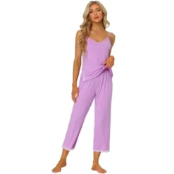 Cheibear Women's Soft Cami Top And Capri Modal Lace Trim Pajama Sleepwear Set -Cheibear Sales Store GUEST 17036417 bbfd 408c 8b0c 7606bdb308f5