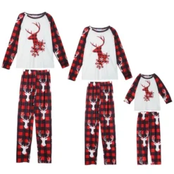 Cheibear Christmas Deer Long Sleeve Tee And Plaid Pants Loungewear Family Pajama Sets -Cheibear Sales Store GUEST 17807e12 7e24 4b4b af79 5174cef22a2b