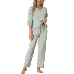 Cheibear Womens Satin Sleepwear Lounge With Pants Nightwear 3/4 Sleeves Pajama Set 16 Cheibear Womens Satin Sleepwear Lounge With Pants Nightwear 3/4 Sleeves Pajama Set -Cheibear Sales Store GUEST 17aaafe4 65a7 4029 af20 be1d3ac9cc4c