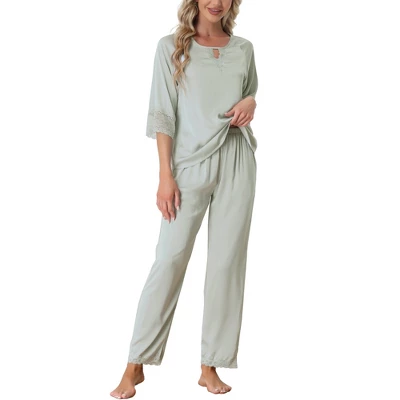 Cheibear Womens Satin Sleepwear Lounge With Pants Nightwear 3/4 Sleeves Pajama Set 7 Cheibear Womens Satin Sleepwear Lounge With Pants Nightwear 3/4 Sleeves Pajama Set - Image 7