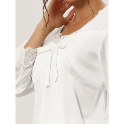 Cheibear Womens Loungewear Silky Long Sleeve Top With Pants Pajamas Sets 3 Cheibear Womens Loungewear Silky Long Sleeve Top With Pants Pajamas Sets - Image 3