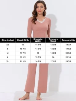 Cheibear Womens Sleepwear Lounge Ribbed Knit Peplum Tops With Lace Long Sleeve Pajamas Set -Cheibear Sales Store GUEST 1b3fdc5f afbf 4f75 a434 f5e8505ff1f4
