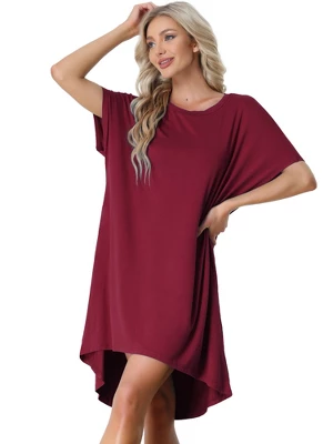 Cheibear Women's Batwing Sleeve Nightshirt Lounge Dress Nightgown 6 Cheibear Women's Batwing Sleeve Nightshirt Lounge Dress Nightgown - Image 6