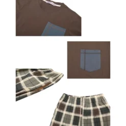 Cheibear Sleepwear Long Sleeve With Pants Brown Plaid Family Pajama Sets -Cheibear Sales Store GUEST 1e25e4d5 3f18 4b42 9989 a03d6b33a6bf