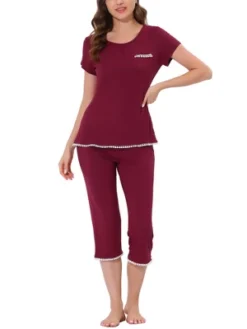 Cheibear Womens Sleepwear Pajama Set Nightwear Round Neck Loungewear With Capri Pants -Cheibear Sales Store GUEST 1ef3bd6e bc58 46ee a6e0 c8cbf91f2c4e