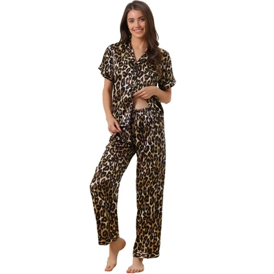 Cheibear Women's Silky Floral Short Sleeves Sleepshirt With Pants Pjs Set 2 Pcs 10 Cheibear Women's Silky Floral Short Sleeves Sleepshirt With Pants Pjs Set 2 Pcs - Image 10