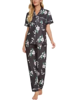 Cheibear Womens 2pcs Floral Button Down Pajama Set Nightwear Sleepwear -Cheibear Sales Store GUEST 20b0af7b 4c60 4634 90f4 0fc86baffac8