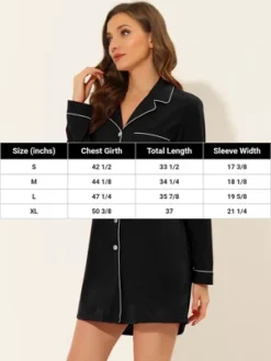 Cheibear Women's Long Sleeve Button Down Lounge Dress Nightshirt Sleepwear -Cheibear Sales Store GUEST 28437c51 1fd6 4ffd 8069 bfb7664f6705