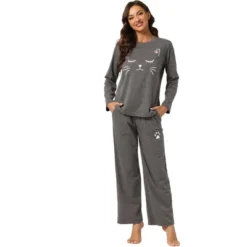 Cheibear Womens Pajama Set Nightwear Lounge Cute Cat Long Sleeve Tops With Pants Sleepwear -Cheibear Sales Store GUEST 287dfb8d 9272 4c08 81e5 66559cdd7a56