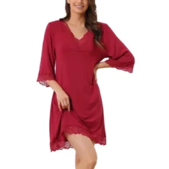 Cheibear Women's Lace Modal Soft Half Sleeves One Piece Nightgown -Cheibear Sales Store GUEST 2bf30255 9f22 43e0 88c5 7c3e9a6e01a8