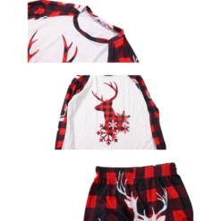 Cheibear Christmas Deer Long Sleeve Tee And Plaid Pants Loungewear Family Pajama Sets -Cheibear Sales Store GUEST 33a6edc7 2419 4c3d a2e6 c12da1ab75eb
