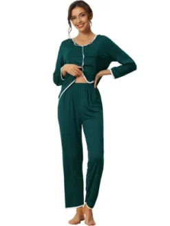 Cheibear Womens Sleepwear Pajamas Long Sleeve Pullover Tops With Pants Lounge Sets -Cheibear Sales Store GUEST 348881a2 5d6f 4e05 8ec1 7623988aa7f7