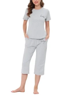 Cheibear Womens Sleepwear Pajama Set Round Neck Nightwear Lounge Pjs With Capri Pants 13 Cheibear Womens Sleepwear Pajama Set Round Neck Nightwear Lounge Pjs With Capri Pants -Cheibear Sales Store GUEST 36f665c3 4b4e 45c7 b3a9 492804fac251