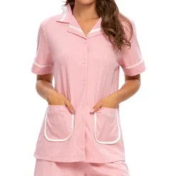 Cheibear Womens SleepwearButton Up Shirt With Shorts Loungewear Pajama Set -Cheibear Sales Store GUEST 37dc6cf7 799d 4b13 b510 274707f30e46