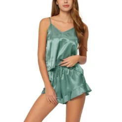 Cheibear Women's Satin Spaghetti Cami Tops Shorts Sleepwear Lounge Sets -Cheibear Sales Store GUEST 39003fe8 bfb5 4188 af92 a15aa26a4ec0