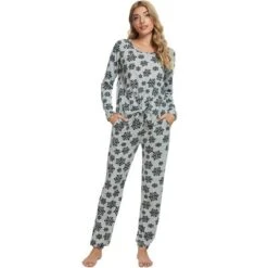 Cheibear Women's Sleepwear Lounge Soft Nightwear With Pockets Long Sleeve Pajama Set -Cheibear Sales Store GUEST 39e9bd3b ffa7 487a aca3 e477cf36a9e2