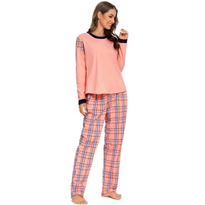 Cheibear Womens Sleepwear Pjs Lounge Round Neck With Pants Nightwear Pajama Set 2 Cheibear Womens Sleepwear Pjs Lounge Round Neck With Pants Nightwear Pajama Set - Image 2