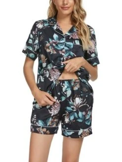 Cheibear Women's Floral Button Down Shirt Shorts Satin Pajama Set 2 Pcs -Cheibear Sales Store GUEST 3cc69479 1331 4808 acc2 d3a825aa8de6