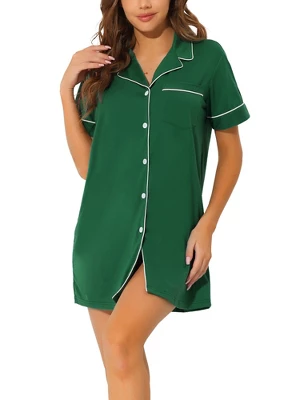 Cheibear Womens Pajama Shirt Dress Button Down Sleep Nightshirt Lounge Sleepwear Nightgowns 10 Cheibear Womens Pajama Shirt Dress Button Down Sleep Nightshirt Lounge Sleepwear Nightgowns - Image 10