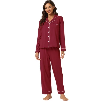 Cheibear Women's Long Sleeves Pants Nightwear Button Down Lounge Pajamas Set 8 Cheibear Women's Long Sleeves Pants Nightwear Button Down Lounge Pajamas Set - Image 8