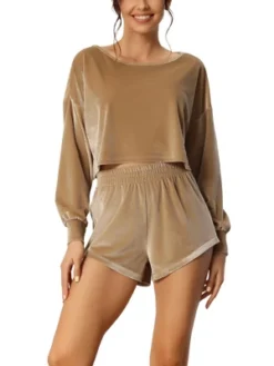 Cheibear Womens Velour Sweatsuits Outfits Crop Top With Shorts Velvet Tracksuit 2 Pieces Lounge Set -Cheibear Sales Store GUEST 3eaa9198 a56f 42d9 8bf3 b5df2ea9d9b9