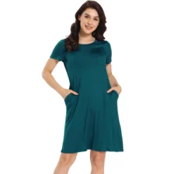 Cheibear Womens Sleepwear Pajama Dress With Pockets Nightshirt Lounge Nightgown -Cheibear Sales Store GUEST 3f150de1 587a 4216 b03d acef5bfaa893