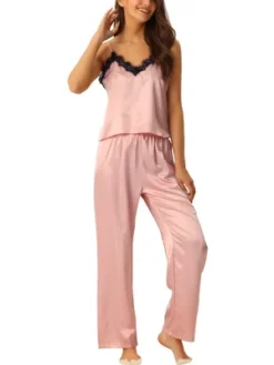 Cheibear Womens Satin Lounge Lace Trim Cami Tops With Pants Sleepwear Pajamas Sets 11 Cheibear Womens Satin Lounge Lace Trim Cami Tops With Pants Sleepwear Pajamas Sets -Cheibear Sales Store GUEST 42956bee 6ac9 4c50 9175 0cf89122d7b7