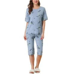 Cheibear Womens Capri And Short Sleeve Shirt Floral Lounge Set Nightwear Soft Sleepwear Pajama Sets -Cheibear Sales Store GUEST 432265eb ae81 4fc8 b3af 9c599d0042e9