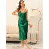 Cheibear Women's V-Neck Satin Pajama Nightdress