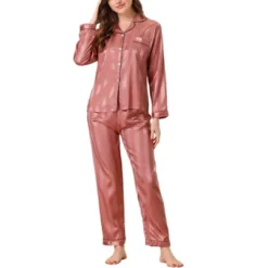 Cheibear Womens Satin Sleepwear Soft Button Down Nightwear With Pants Lounge Pajama Set -Cheibear Sales Store GUEST 43a20aec faf3 4afa a316 663b536ef5e3