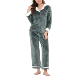 Cheibear Women's Sleepwear Flannel Button Down Lounge Warm Winter Long Sleeves Pajama Set -Cheibear Sales Store GUEST 44fe73c2 3a62 41b8 9729 910880fb9c42