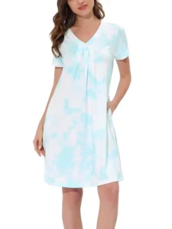 Cheibear Womens Sleepwear Lounge Dress V-Neck With Pockets Soft Nightshirt Pajama Nightgown -Cheibear Sales Store GUEST 451285db 584b 46a7 a511 023083b004ef
