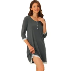 Cheibear Women's 3/4 Sleeve Maternity Lace Trim Lounge Nightgowns -Cheibear Sales Store GUEST 45c26fd3 2886 4257 ae34 a487b82ffdb0