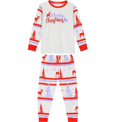 Cheibear Christmas Sleepwear Long Sleeve Tee With Pants Lounge Holiday Family Pajama Sets Red-White 1 Cheibear Christmas Sleepwear Long Sleeve Tee With Pants Lounge Holiday Family Pajama Sets Red-White